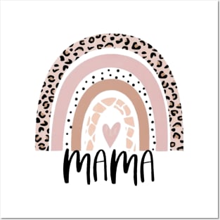 Retro Groovy Mama Rainbow Leopard Mother's Day Posters and Art